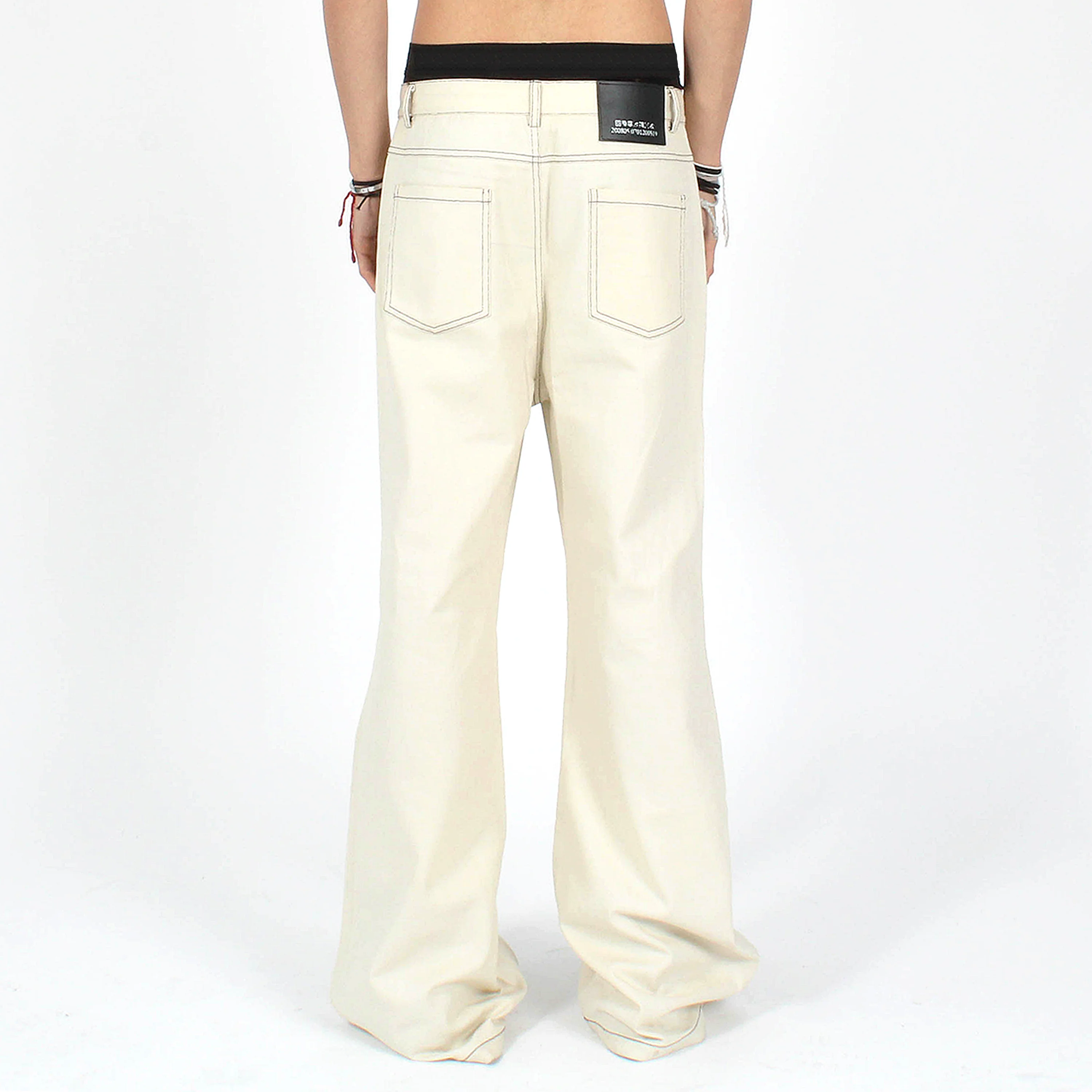 beige wax flared denim - Image 4