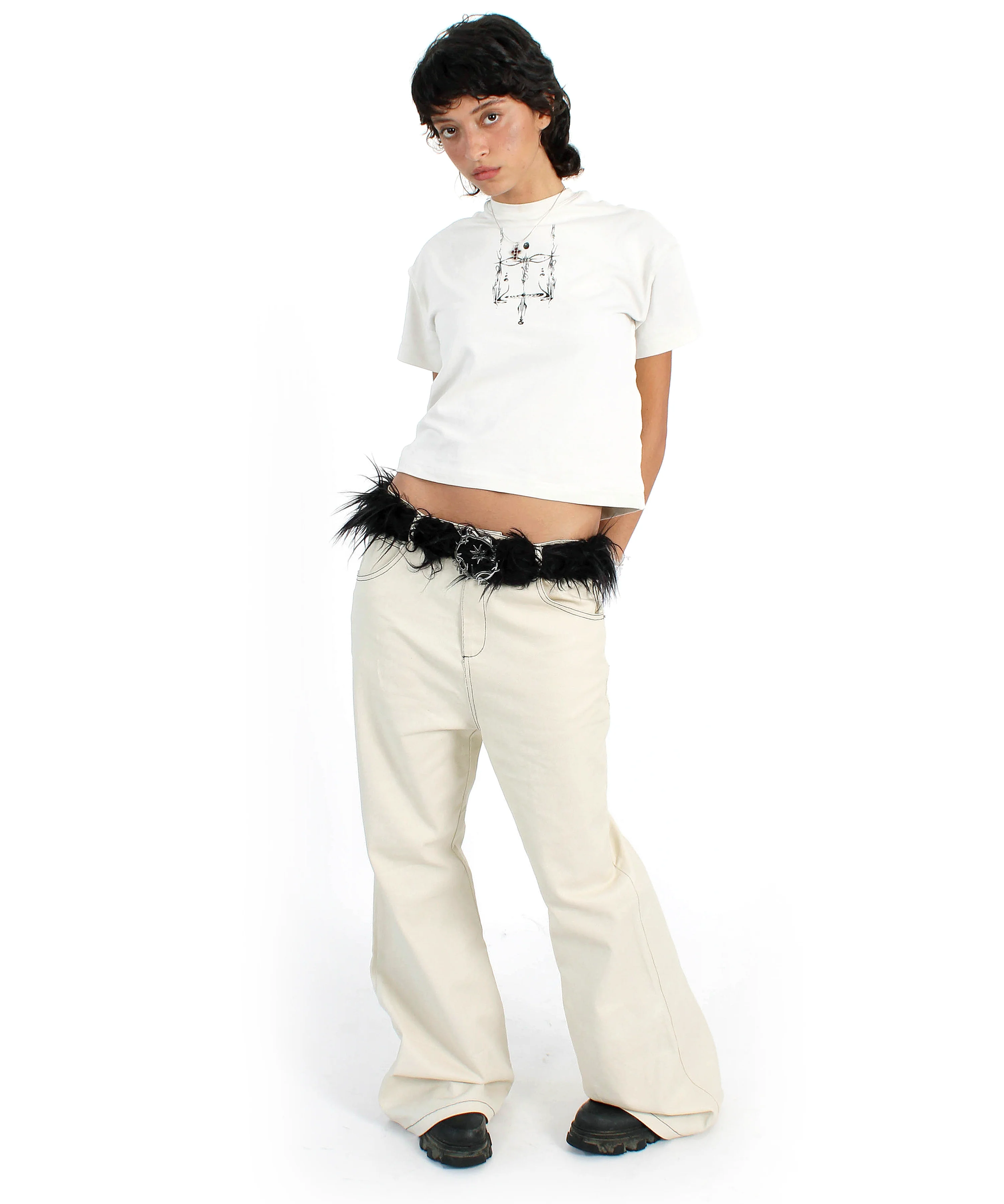 beige wax flared denim - Image 5