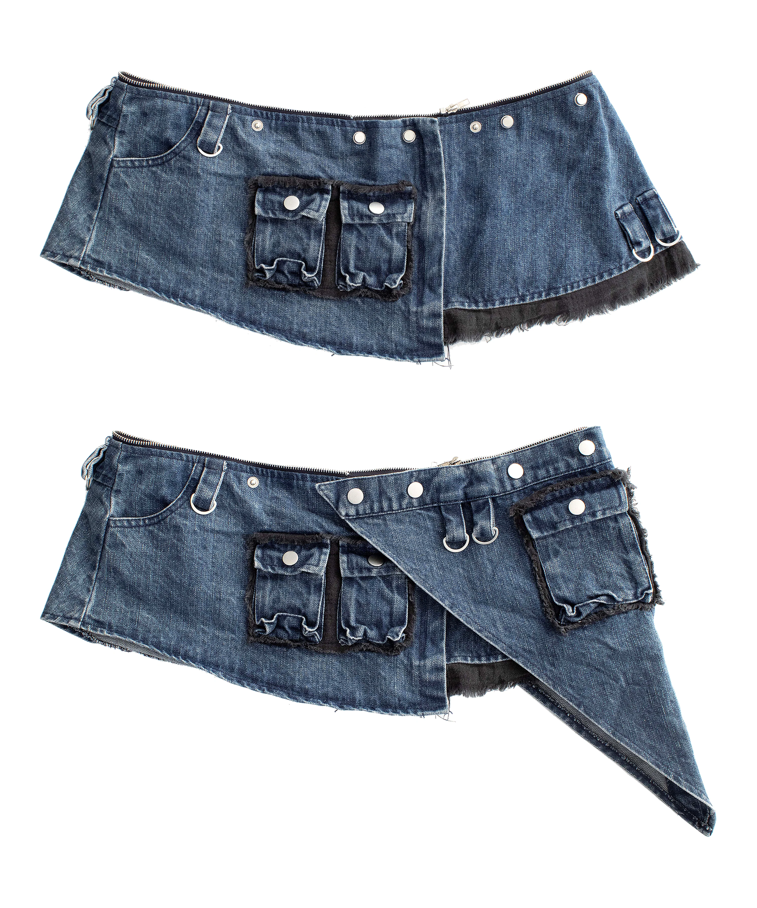 blue detachable-skirt flared denim - Image 4