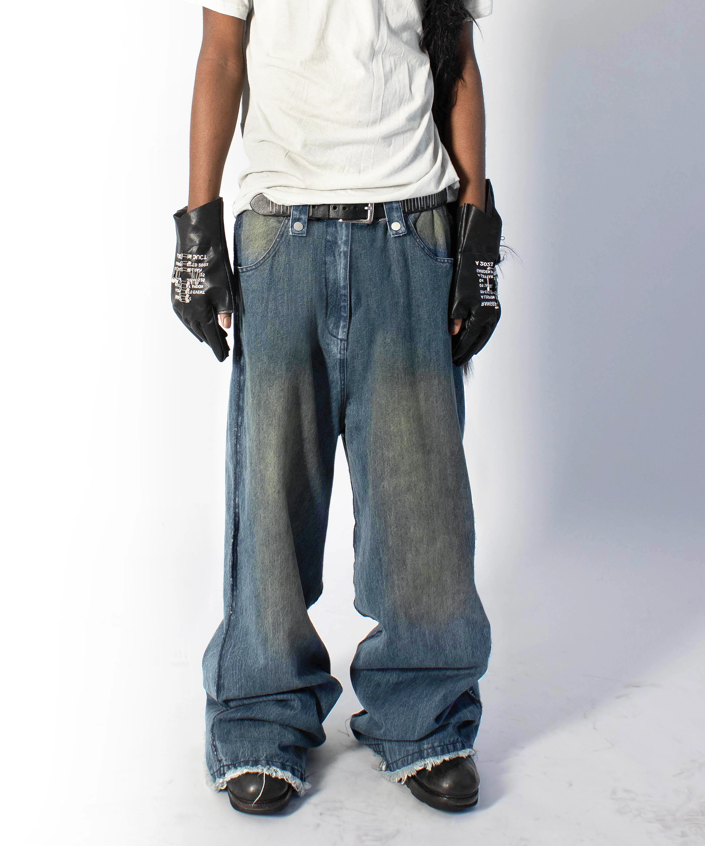 blue detachable-skirt flared denim - Image 9