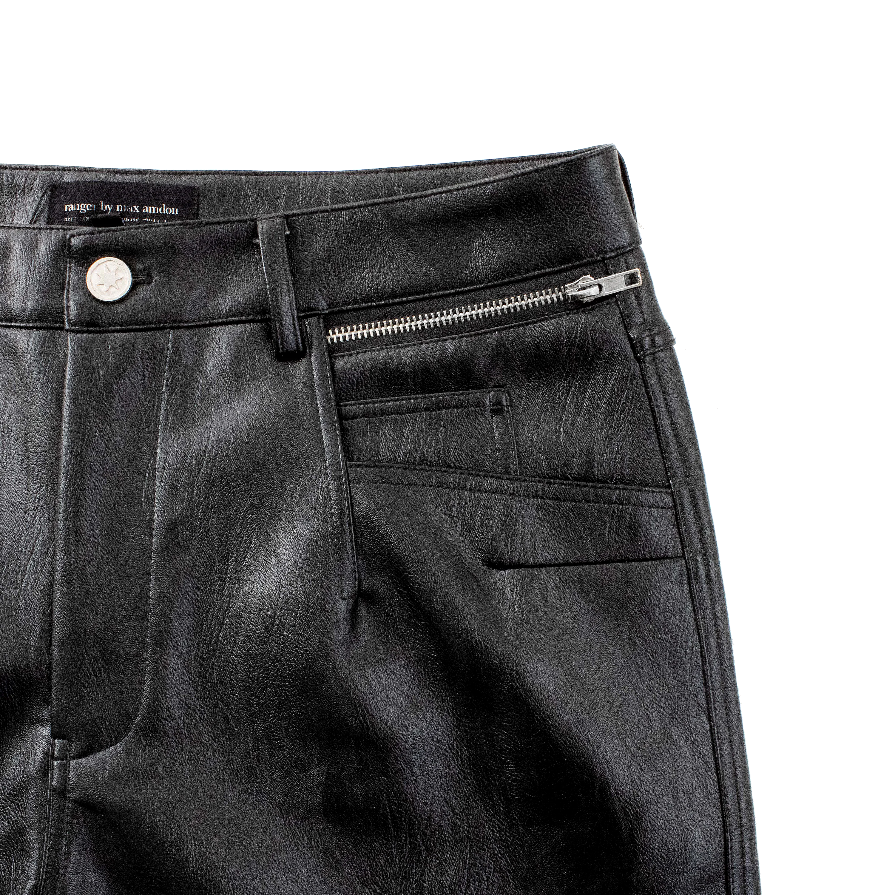 V2 black flared leather pants - Image 3
