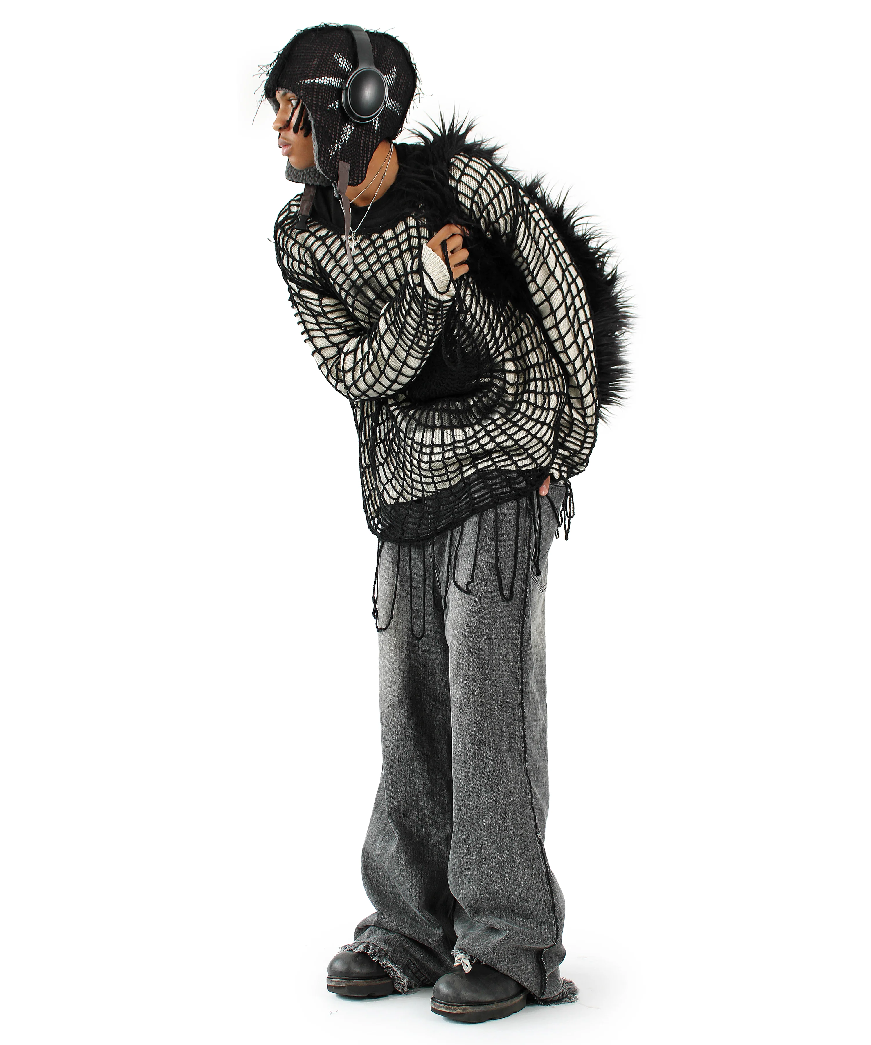grey detachable-skirt flared denim - Image 10