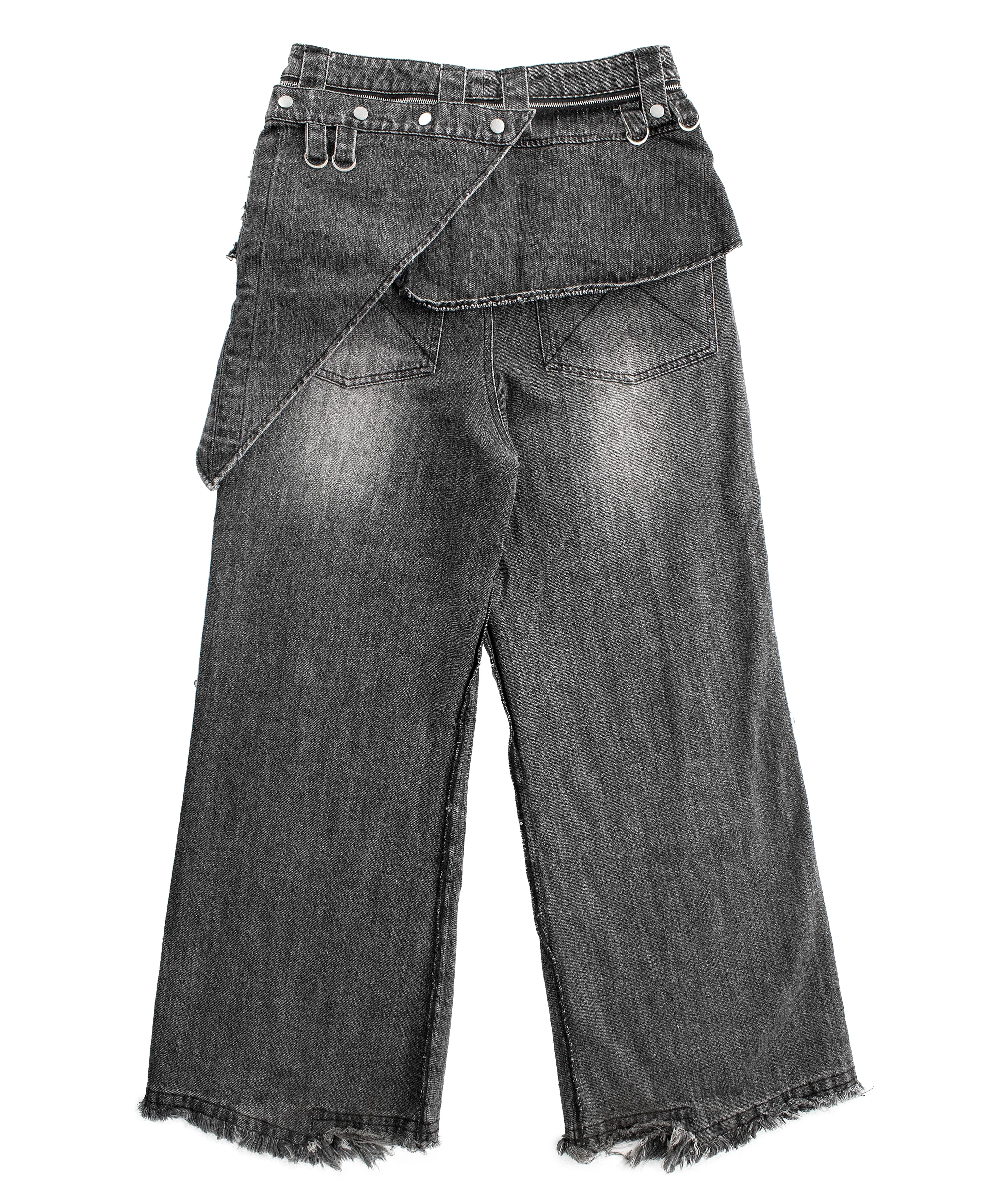 grey detachable-skirt flared denim - Image 3
