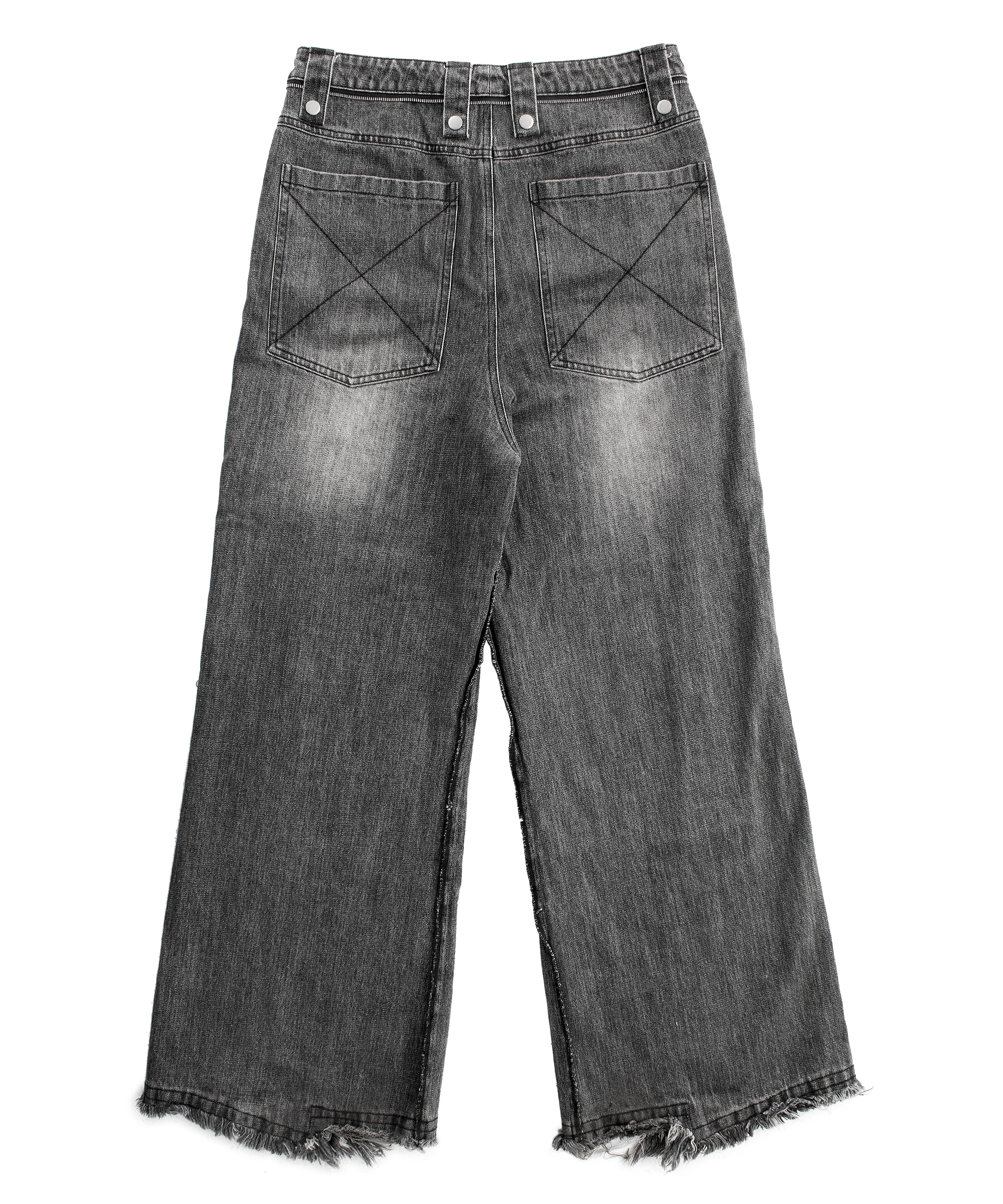 grey detachable-skirt flared denim - Image 4